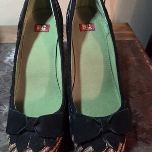 BC Footwear Black Heels with Multicolor Detail